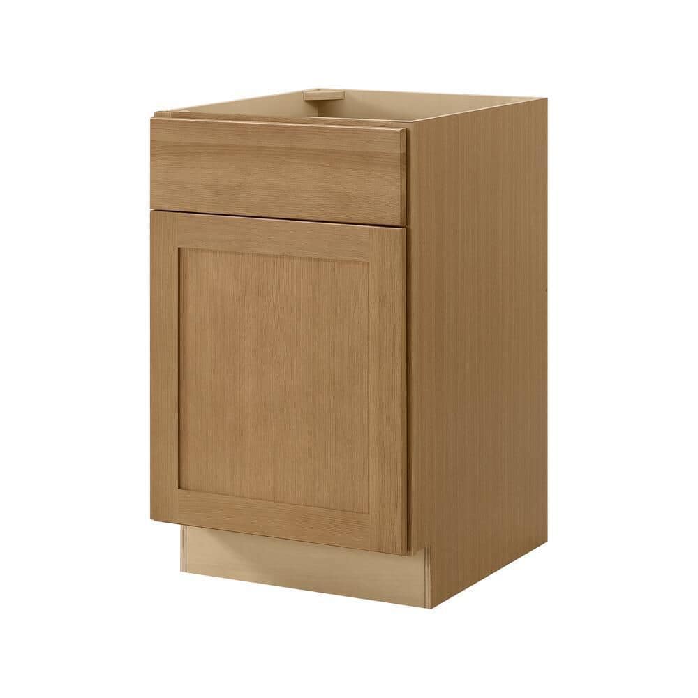 Hampton Bay Avondale 21 in. W x 24 in. D x 34.5 in. H Ready to Assemble Plywood Shaker Base Kitchen Cabinet in White Oak