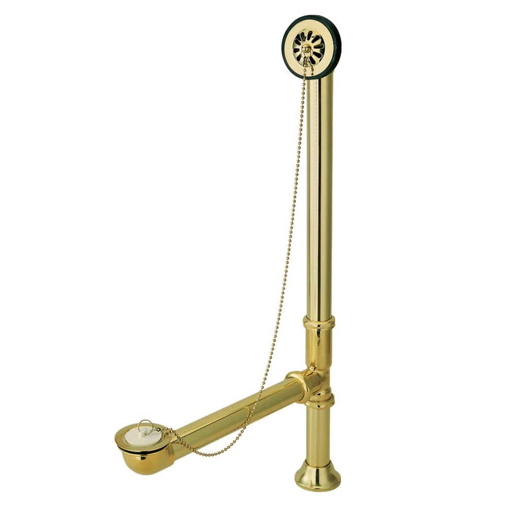 Kingston Brass Claw Foot 1-1/2 in. O. D. Brass Leg Tub Drain with Chain and Stopper in Polished Brass (1)