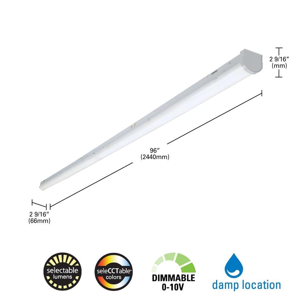 Metalux SLSTP 8 ft. Adjustable CCT and Lumen LED Striplight 8/11000L 35/4/5K UNV DIM (4)