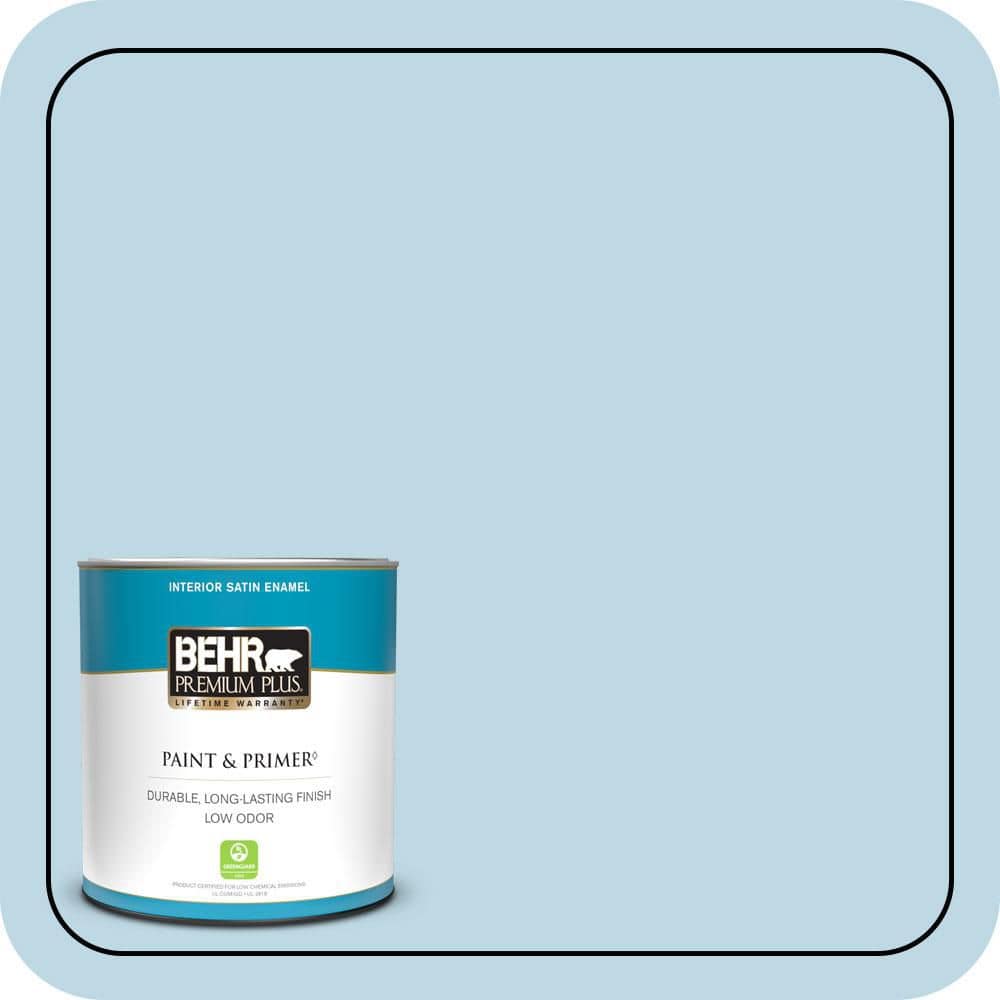 BEHR PREMIUM PLUS 1 qt. #M500-1 Tinted Ice Satin Enamel Low Odor Interior Paint & Primer (1)