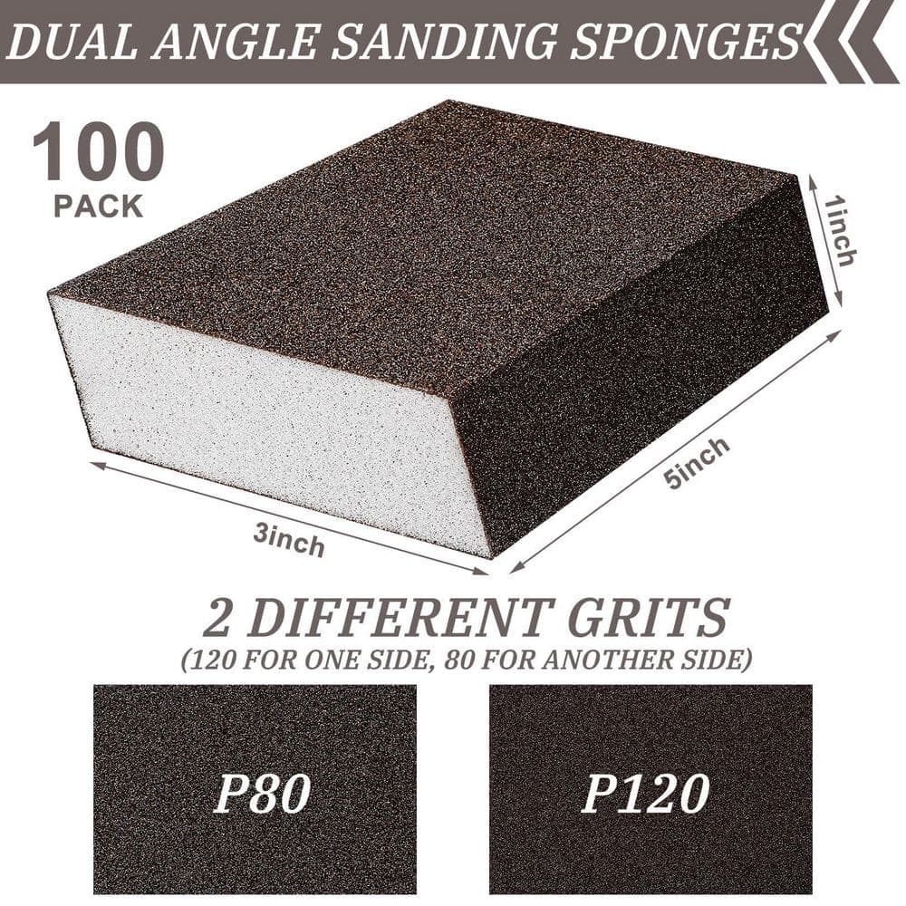 Unbranded 100pc 120Grit Sanding Blocks, Washable Reusable Sanding Sponge, Wet Dry Sandpaper for Wood Metal Furniture Paint Drywall (2)