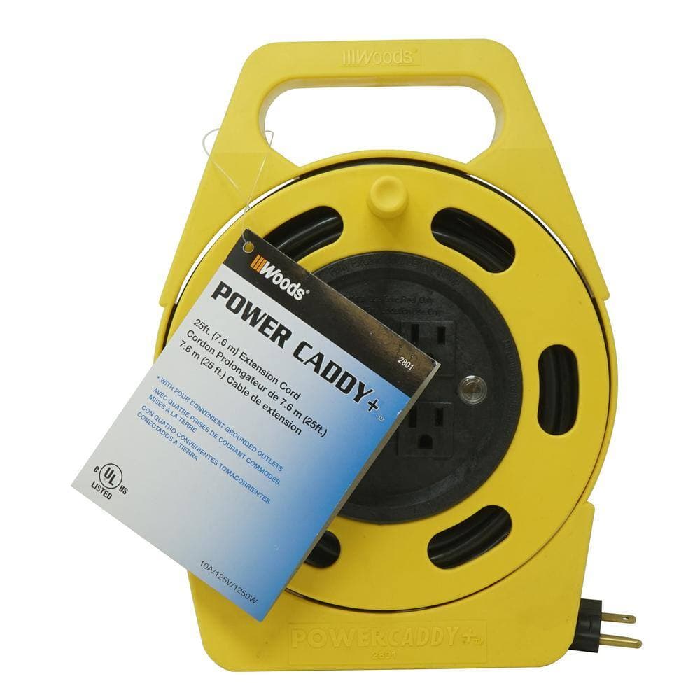 Woods 25 ft. 16/3 Outdoor Multi-Outlet (4) Portable Extension Cord Reel Power Station (2)