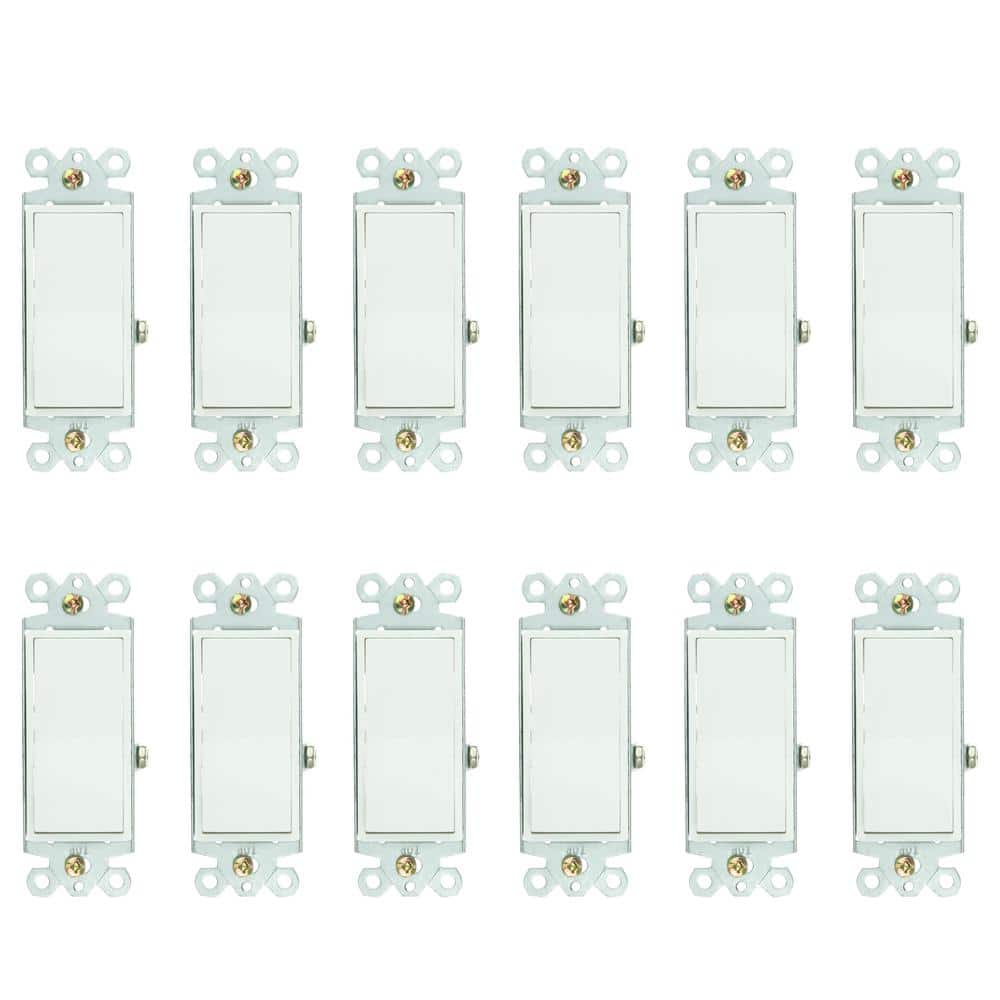 Sunlite 15-Amp Single Pole Rocker Light Switch White (12-Pack)