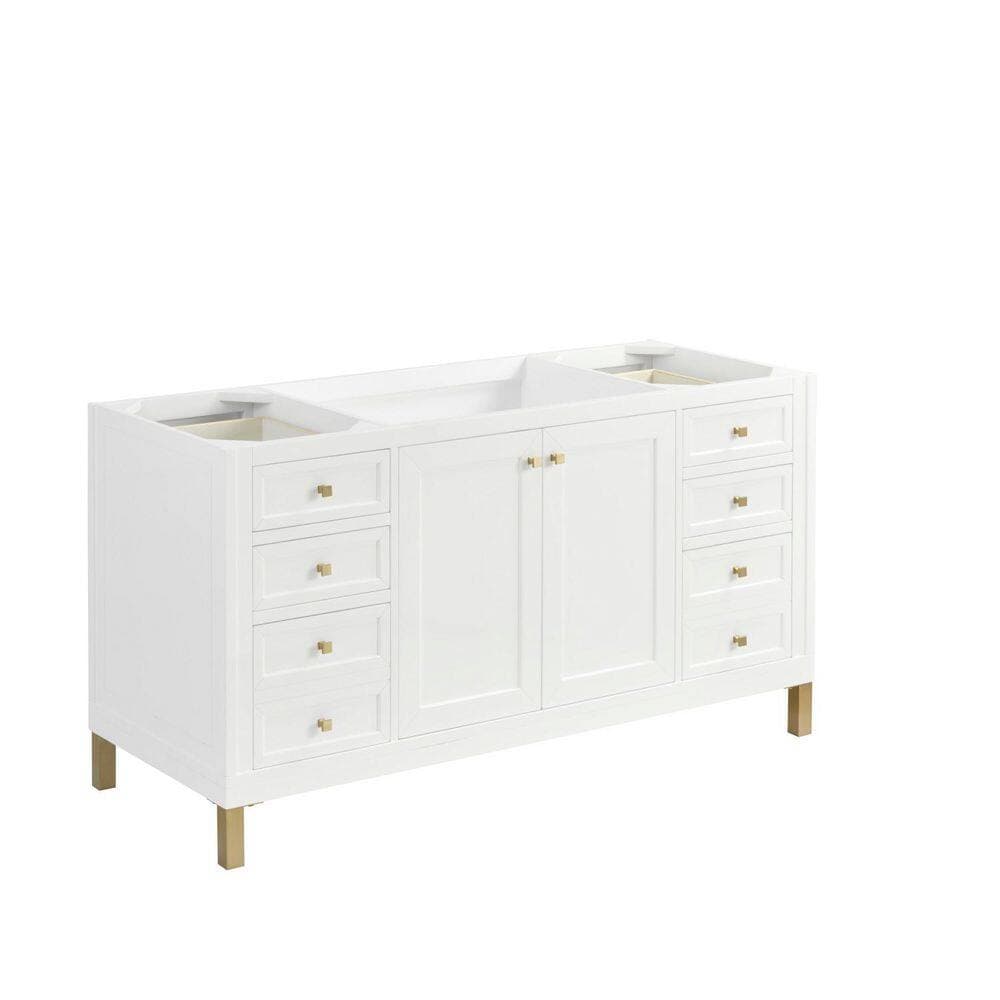 James Martin Vanities Chicago 59.9 in. W x 23.3 in. D x 32.6 in. H Single Bath Vanity Cabinet Without Top in Glossy White (3)
