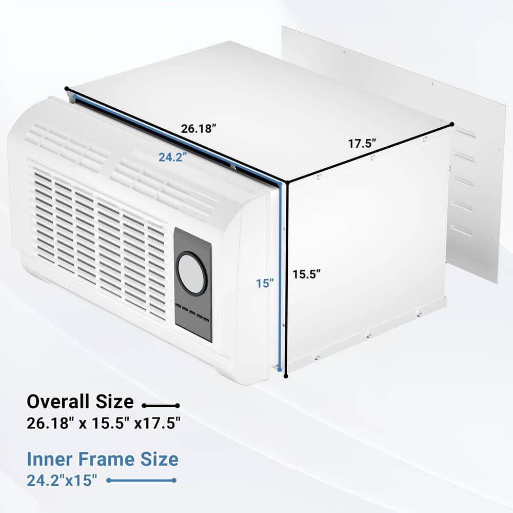 Helhom 26.1 x 15.5 in. Metal Wall Sleeve, Waterproof Noise Reducing AC Sleeve with Exterior Grille, Wall Sleeve Air Conditioner (2)
