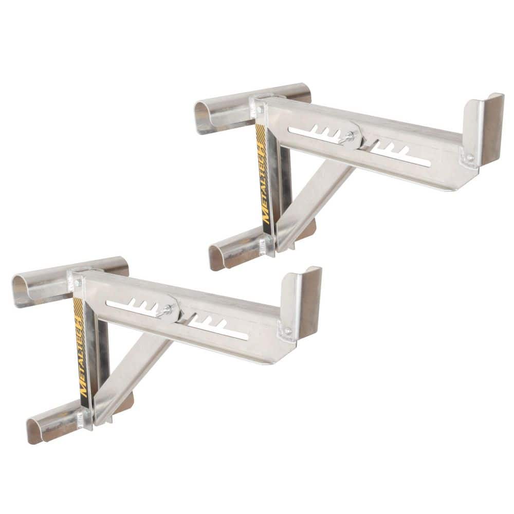MetalTech 21.75 in. x 10 in. x 16.75 in. Aluminum Adjustable 2-Rung Ladder Jacks for Scaffold Extension Boards or Ladder, (2-Pack)