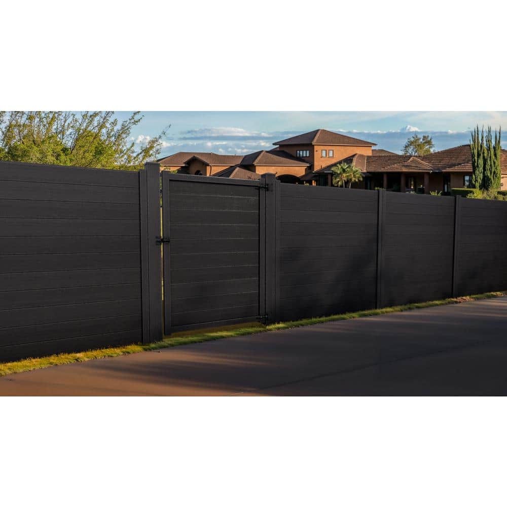 Natures Composites Composite Modern Horizontal Privacy Full Size Fence (6 ft. H x 69 in. W) Raven (Black) (3)