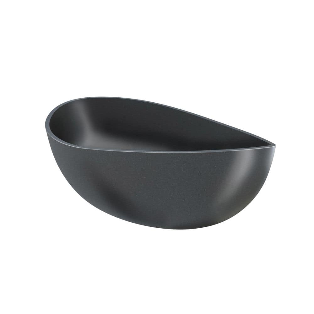 SJ STAR&JANE 64.6 in. x 38.6 in. Freestanding Soaking Bathtub with Center Drain in Black (2)