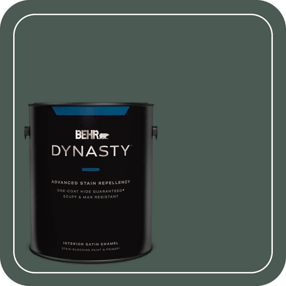 BEHR DYNASTY 1 gal. #S420-7 Secluded Woods Satin Enamel Interior Stain-Blocking Paint and Primer