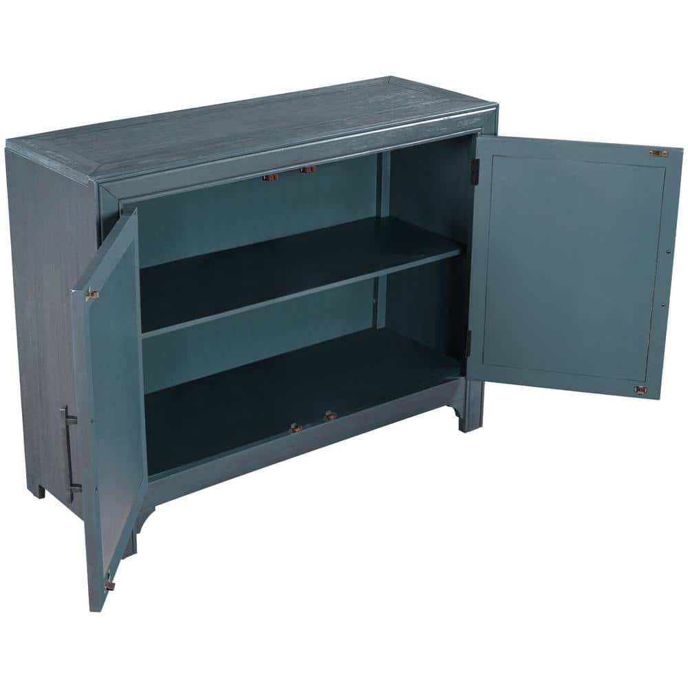 Unbranded 40 in. W x 15 in. D x 31.9 in. H Antique Blue Linen Cabinet with Unique Design Doors, 1 Adjustable Shelves (3)