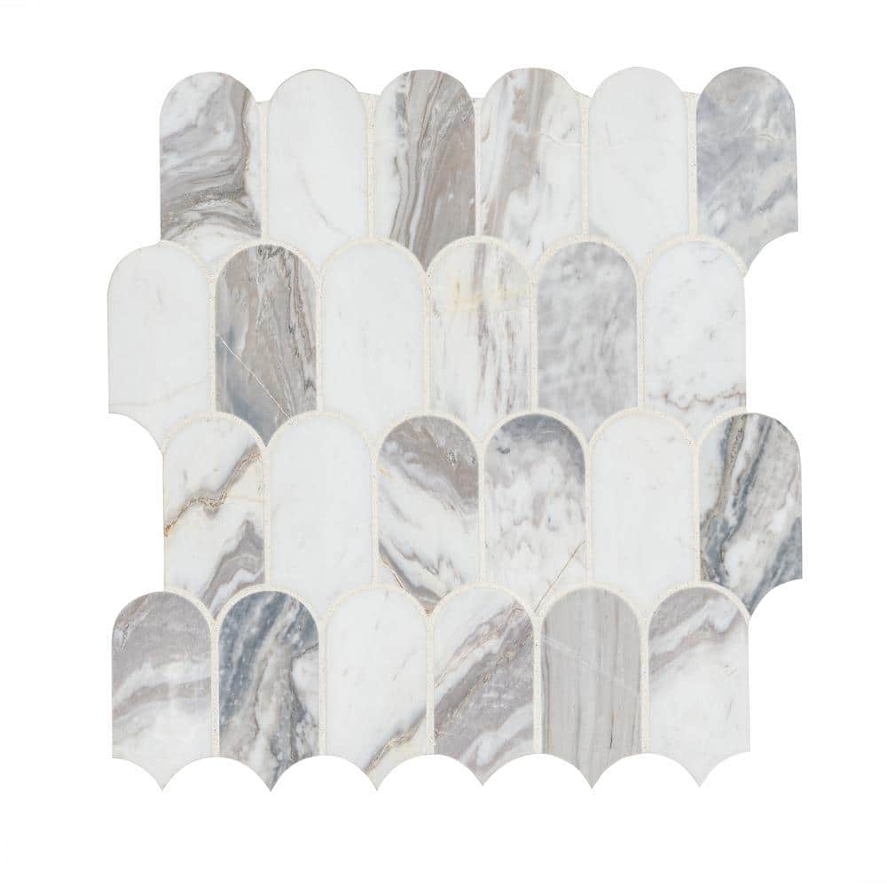 MSI Edessa Scallop White 12 in. x 13 in. Polished Marble Mosaic Floor and Wall Tile (1.15 sq. ft. /Each)