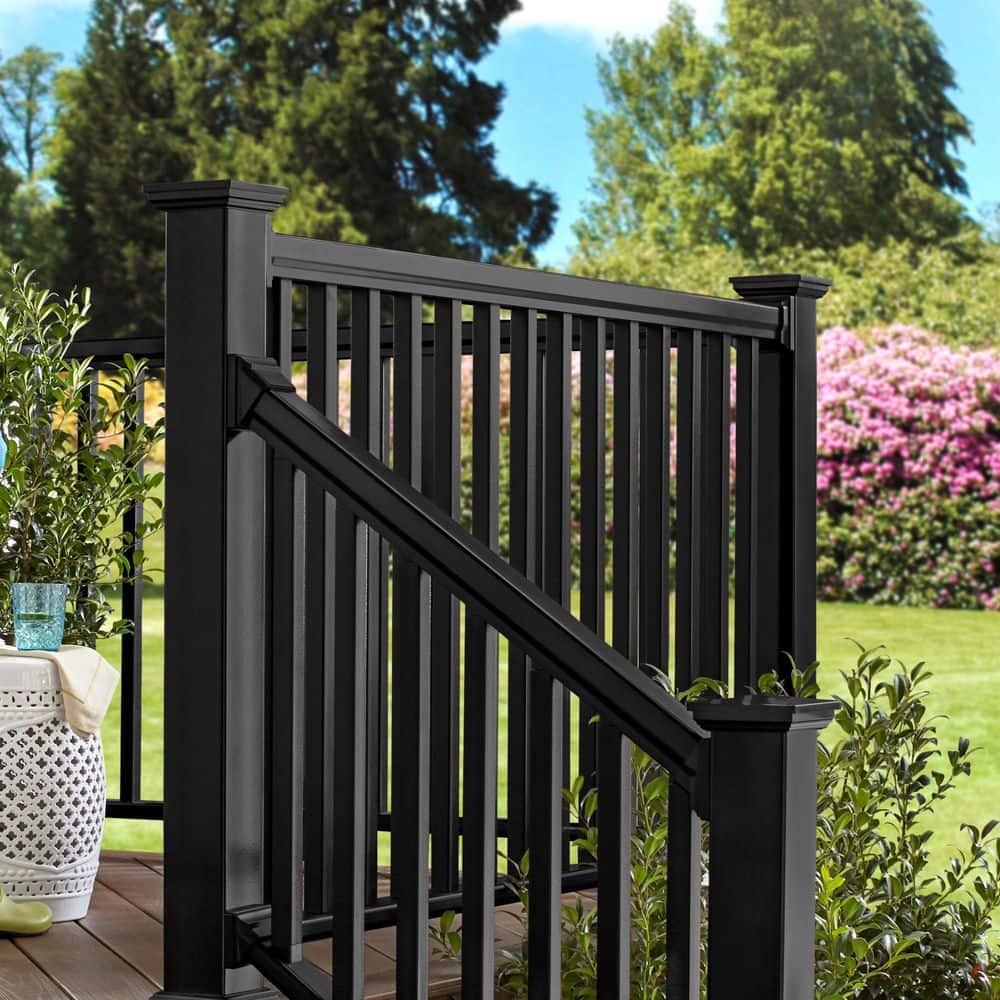 Deckorators Black Stair Brackets for Composite Railing with Square Composite Balusters (4-Pack) (2)