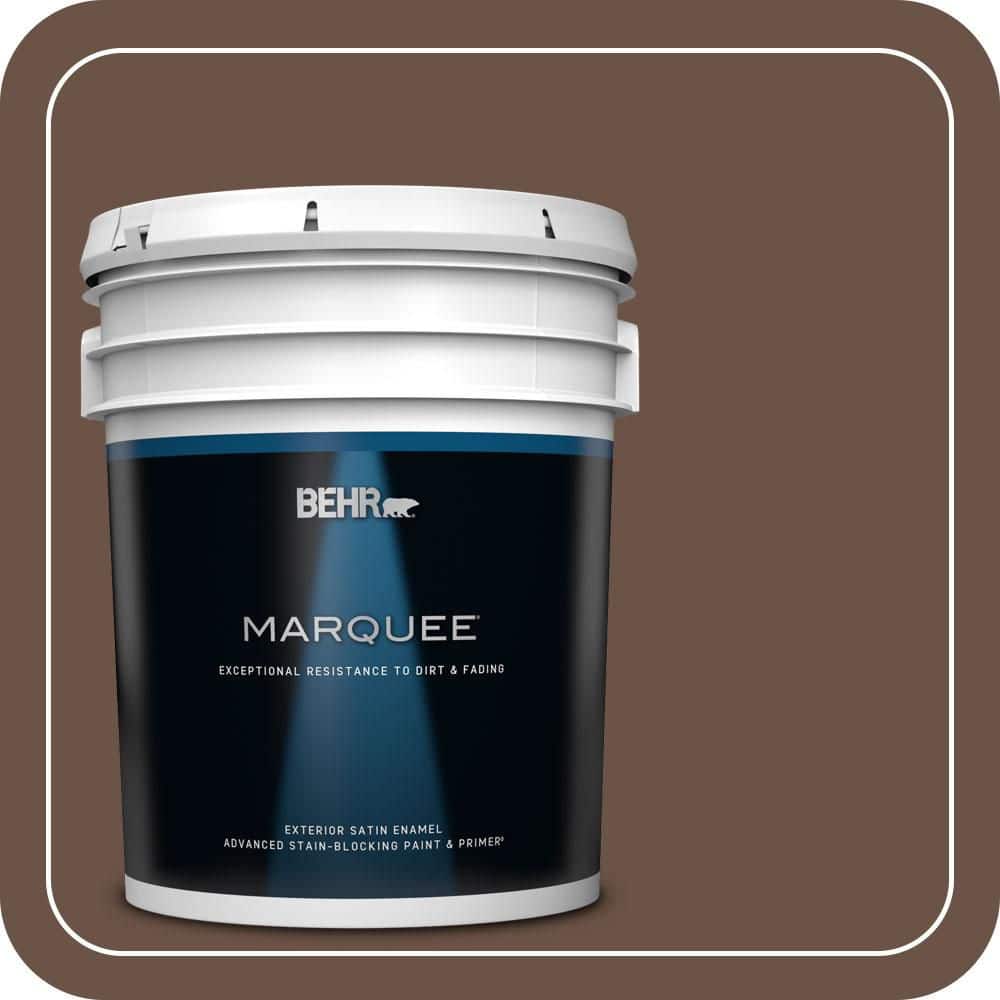 BEHR MARQUEE 5 gal. #MQ2-05A Authentic Brown Satin Enamel Exterior Paint & Primer (1)