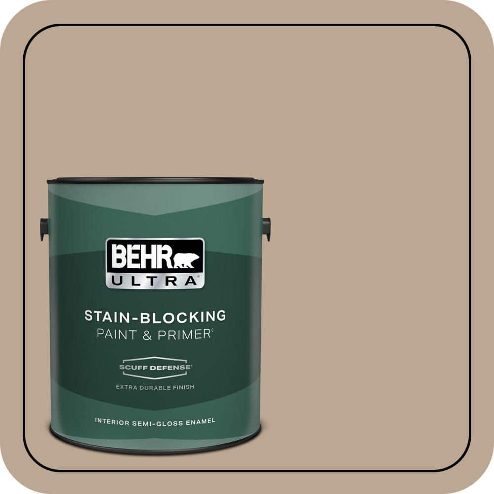 BEHR ULTRA 1 gal. #700D-4 Brown Teepee Extra Durable Semi-Gloss Enamel Interior Paint & Primer