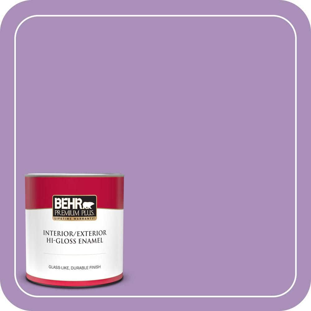 BEHR PREMIUM PLUS 1 qt. #650B-5 Garden Pansy Hi-Gloss Enamel Interior/Exterior Paint & Primer (1)