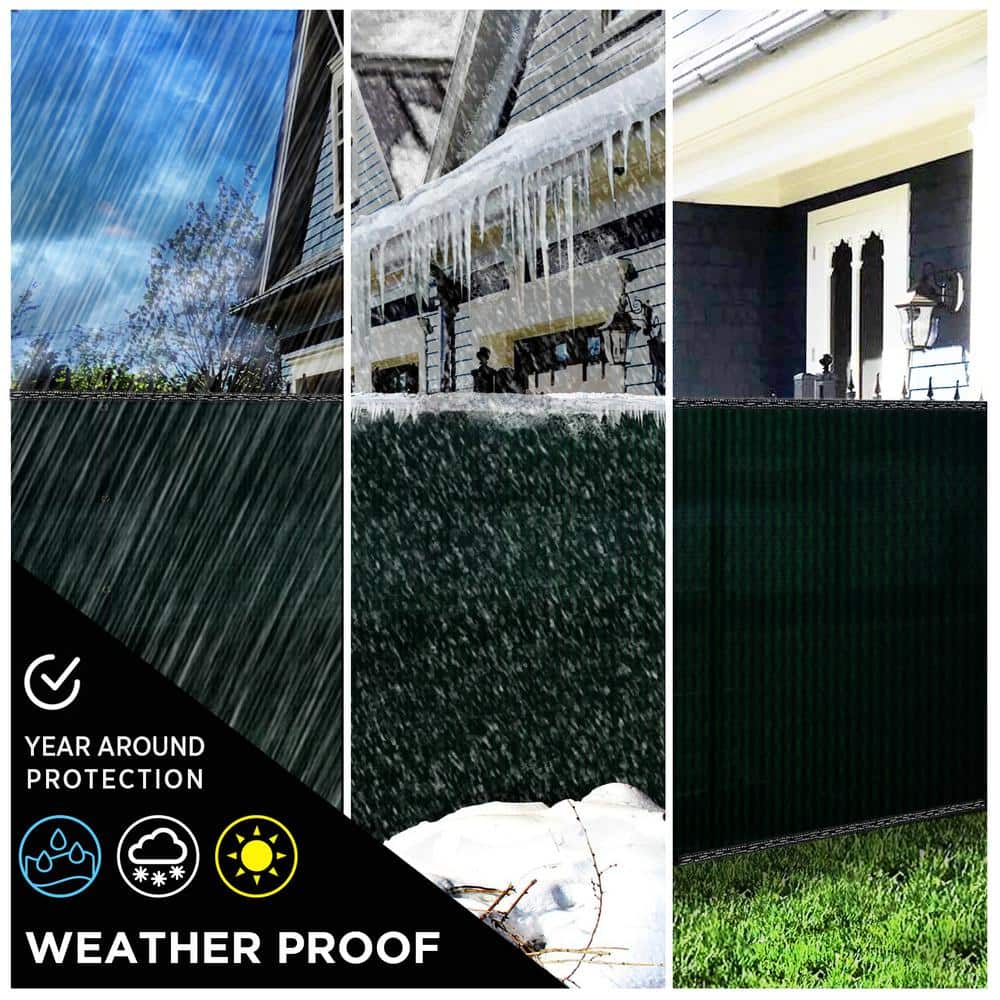 BOEN 8 ft. x 50 ft. Green Privacy Fence Screen Netting Mesh with Reinforced Eyelets for Chain Link Garden Fence (3)