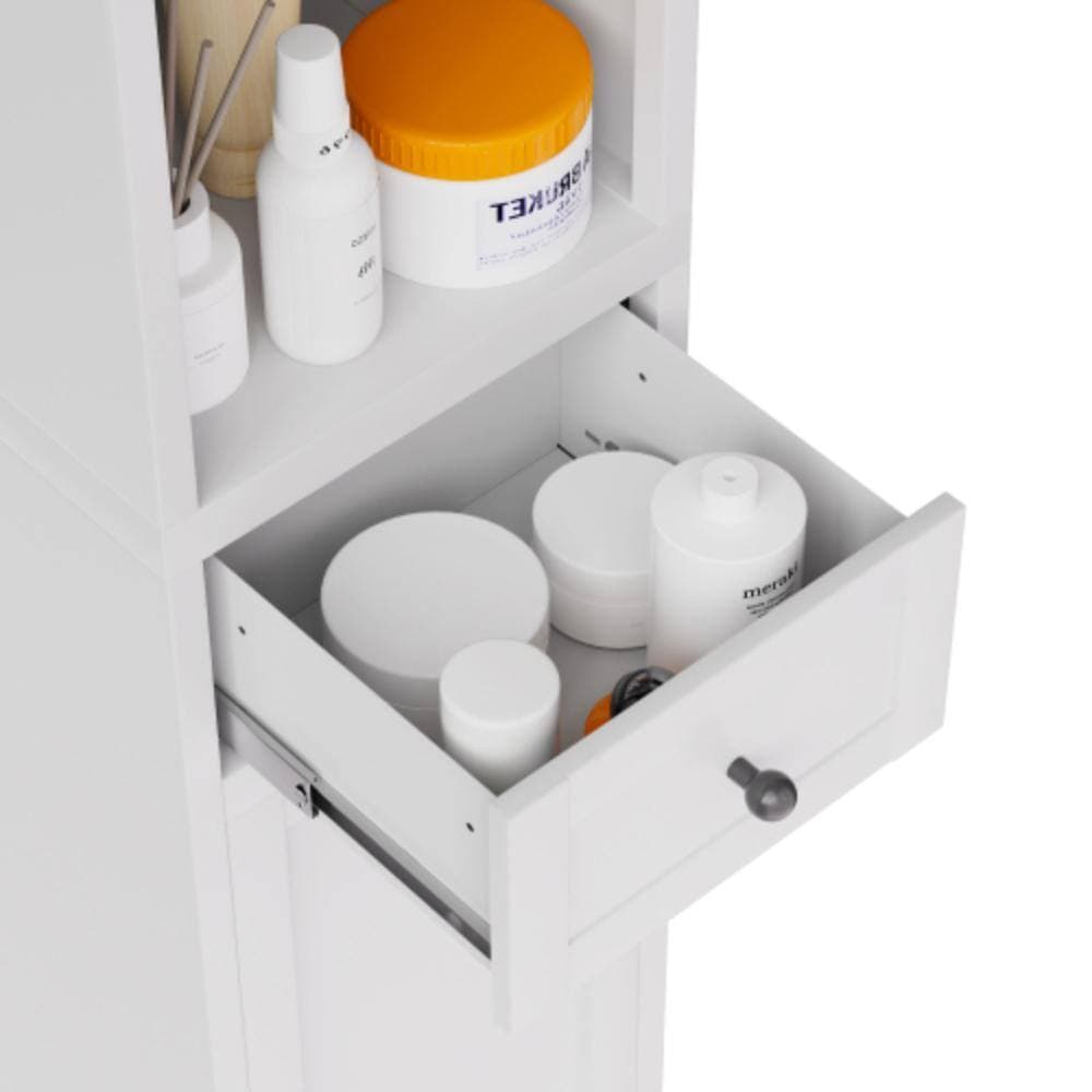 Unbranded 11.8 in. W x 11.8 in. D x 70.9 in. H Bathroom White Linen Cabinet (3)