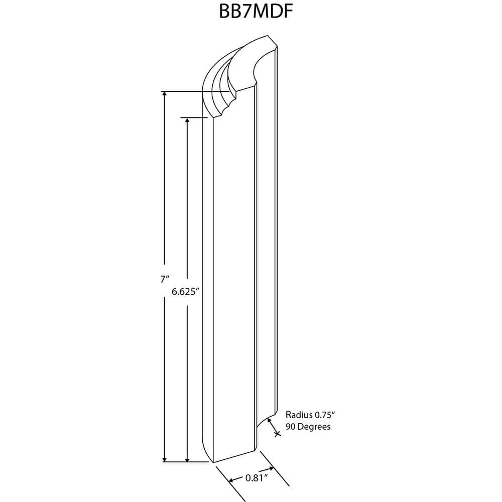 HOUSE OF FARA 3/4 in. x 3/4 in. x 7 in. MDF Radius Baseboard Block Moulding (2)
