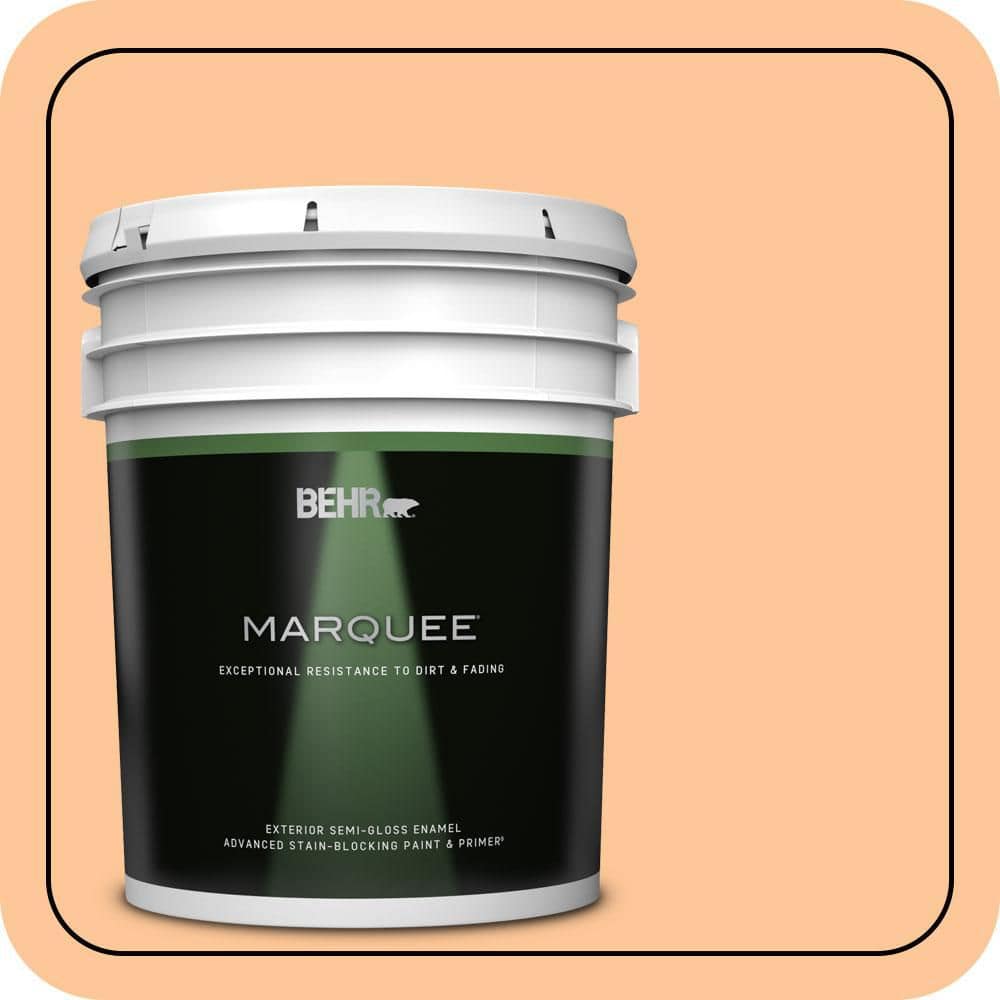BEHR MARQUEE 5 gal. #P230-4 Citrus Punch Semi-Gloss Enamel Exterior Paint & Primer