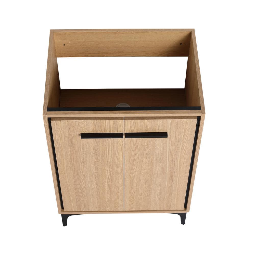 Unbranded 24 in. Freestanding Bathroom Vanity without Top Sink, with 2 Soft Closing Doors, in Brown, 1-Piece (3)