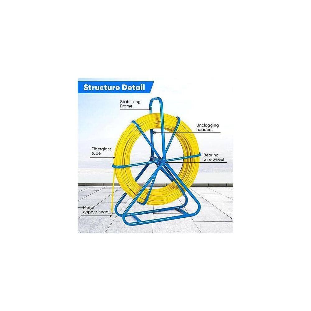 YICHUHAOXI 426 ft. Fiberglass Electrical Cable Puller with Cage and Wheel Stand for Walls and Conduit Non-Conductive (3)