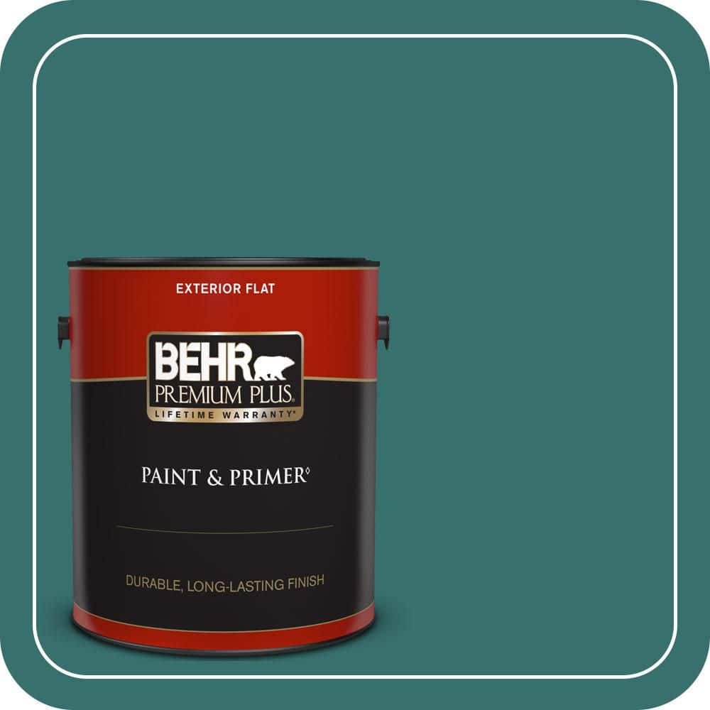 BEHR PREMIUM PLUS 1 gal. #500D-7 Caribbean Green Flat Exterior Paint & Primer