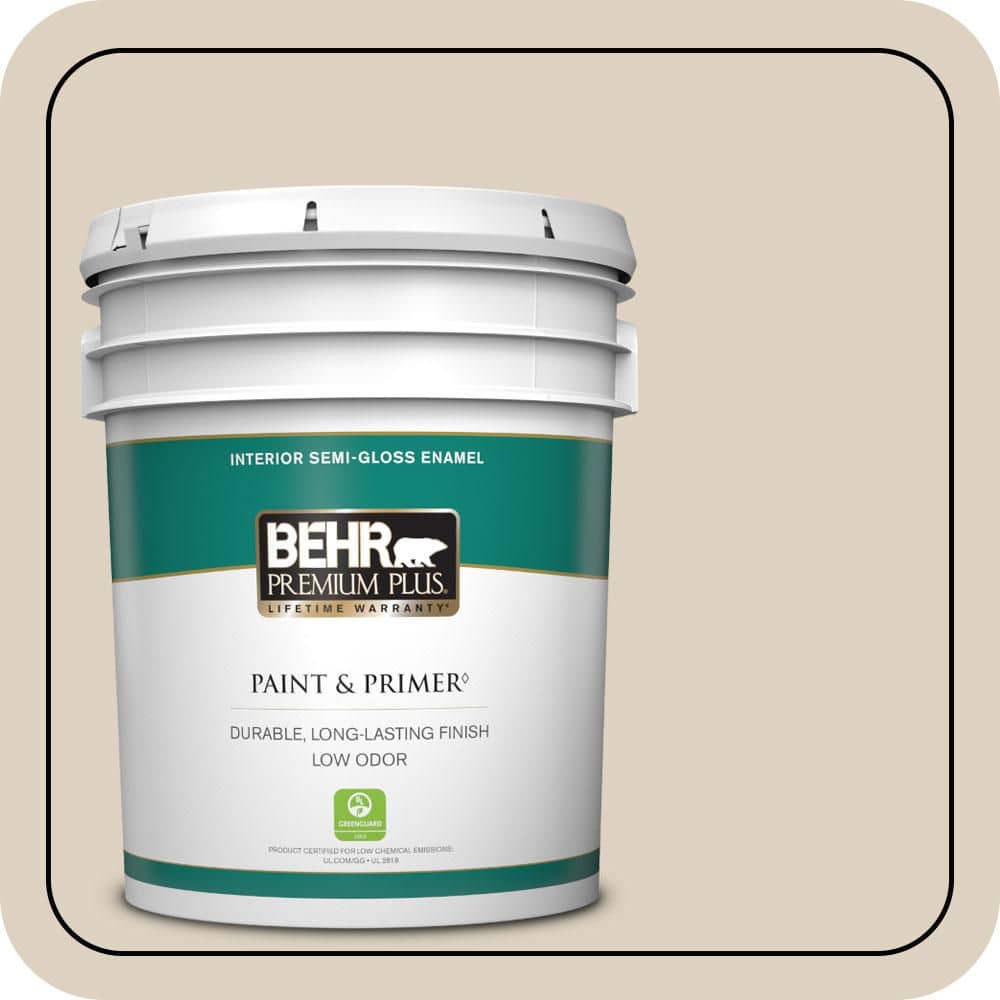 BEHR PREMIUM PLUS 5 gal. #PPU7-10 Roman Plaster Semi-Gloss Enamel Low Odor Interior Paint & Primer
