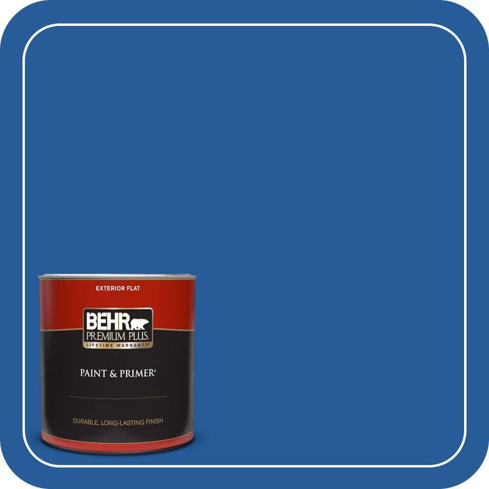 BEHR PREMIUM PLUS 1 qt. #P510-7 Beacon Blue Flat Exterior Paint & Primer (1)