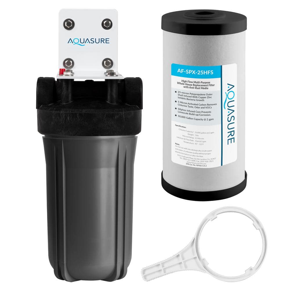 AQUASURE Fortitude V2 Series Multi-Purpose Whole House Water Treatment System w/ Siliphos Scale Inhibiting Standard in Gray Size (1)