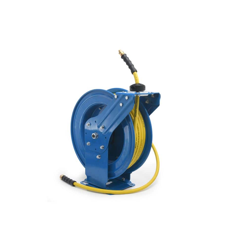 OILSHIELD 1/2 in. x 100 ft. Heavy Duty Rubber Air Hose and Dual Arm Powder-Coated Steel Hose Reel (3)