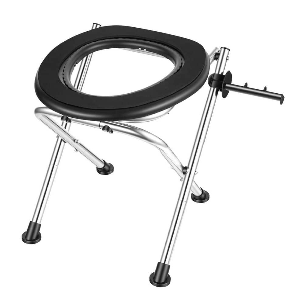 VEVOR Portable Toilet, 350 lbs. Capacity, Stainless Steel Foldable Toilet w/ Seat, Non-Electric Waterless Toilet for Outdoors (1)