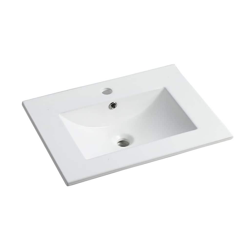 Satico 24 in. Drop-In Rectangular Ceramic Bathroom Sink in White