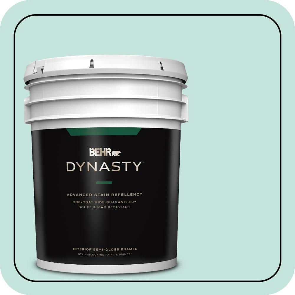 BEHR DYNASTY 5 gal. #MQ3-19 Misty Isle One-Coat Hide Semi-Gloss Enamel Interior Stain-Blocking Paint & Primer