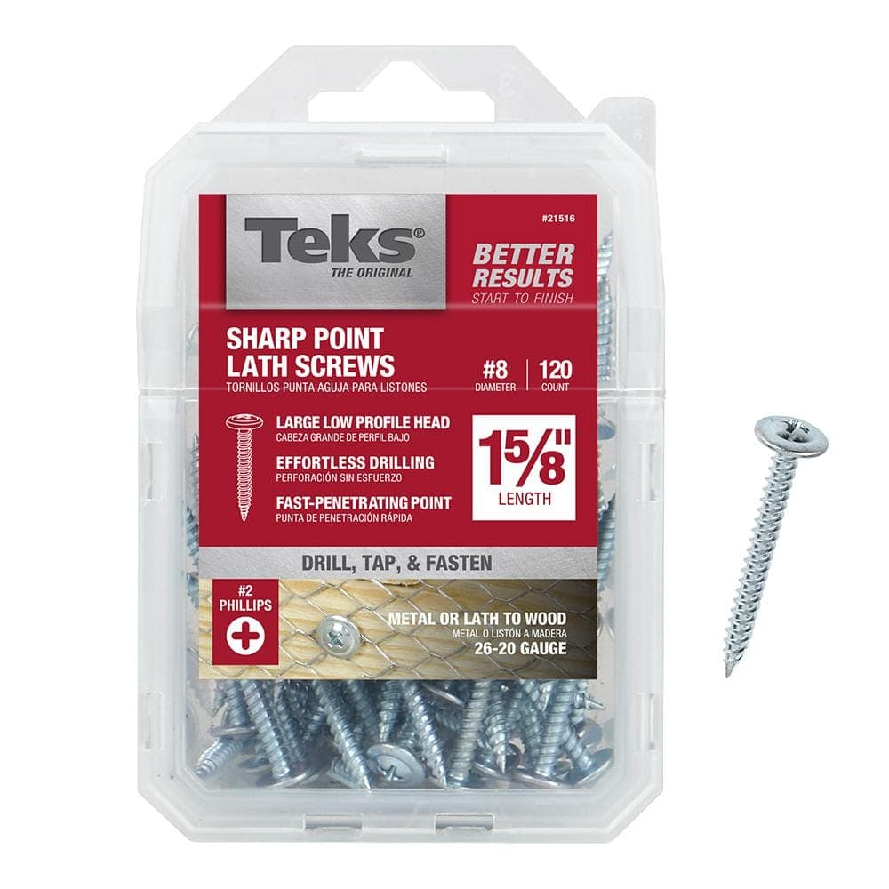 Teks 8 x 3/4 in. Phillips Truss Head Sharp Point Lath Screws (600-Pack) (1)