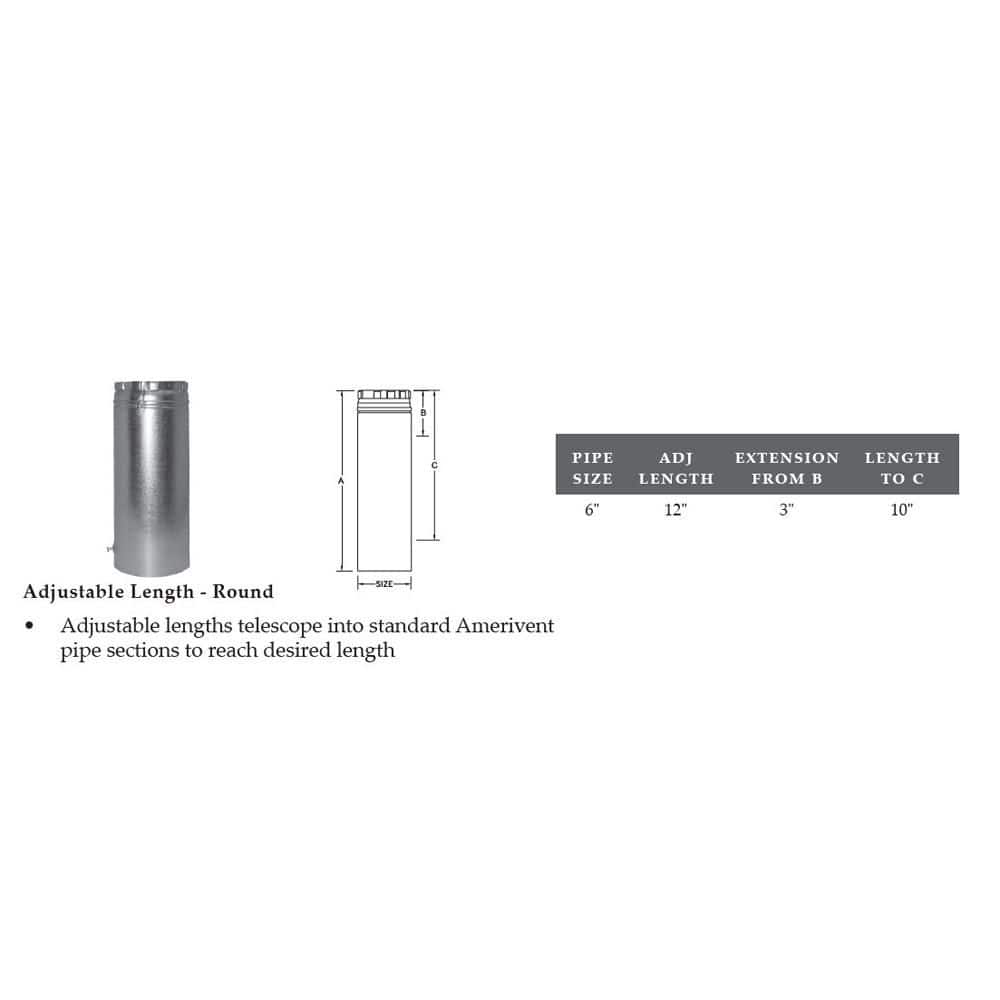 American Metal Products Adjustable Length Round Type B Gas Vent Pipe (2)