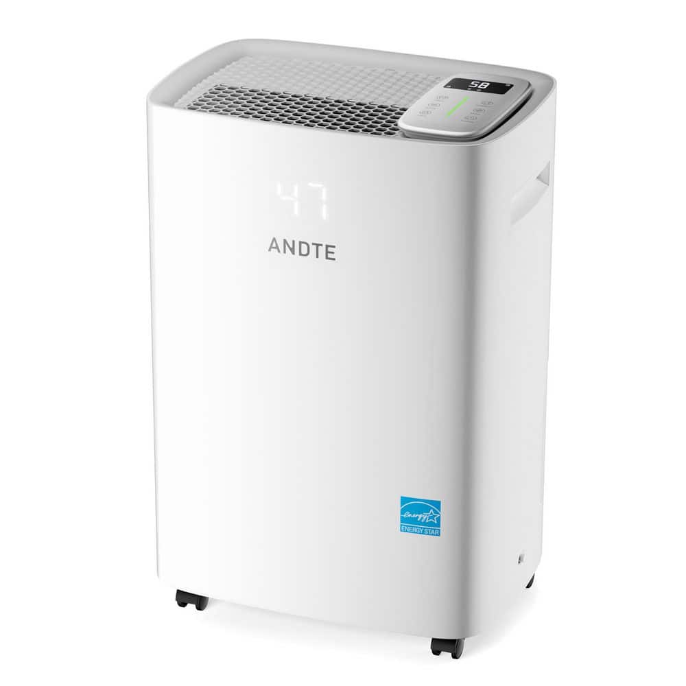 ANDTE 120 pt. 6.500 sq. ft. Bucketless Energy Star Commercial Dehumidifier in. White with Auto Defrost for Basement (1)