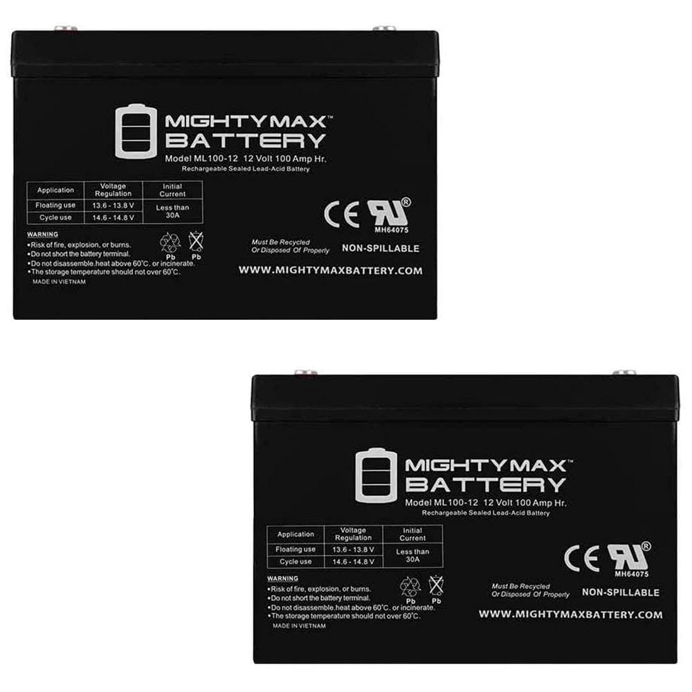 MIGHTY MAX BATTERY 12-Volt 100Ah SLA Replacement Battery Compatible with Trojan SCS150 - 2 Pack (1)