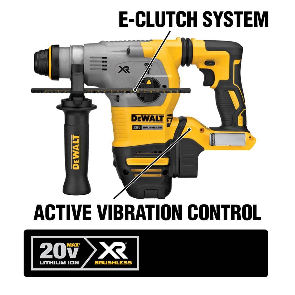 DEWALT 20V MAX Cordless Brushless 1-1/8 in. SDS Plus L-Shape Rotary Hammer and (1) 20V Premium Lithium-Ion 5.0Ah Battery (2)