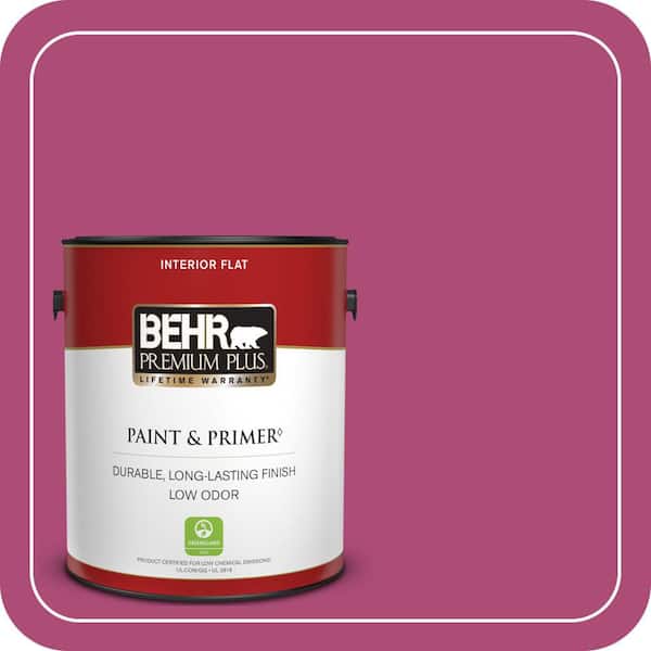 BEHR PREMIUM PLUS #100B-7 Hot Pink Flat Interior/Exterior Paint & Primer Color Sample (4)