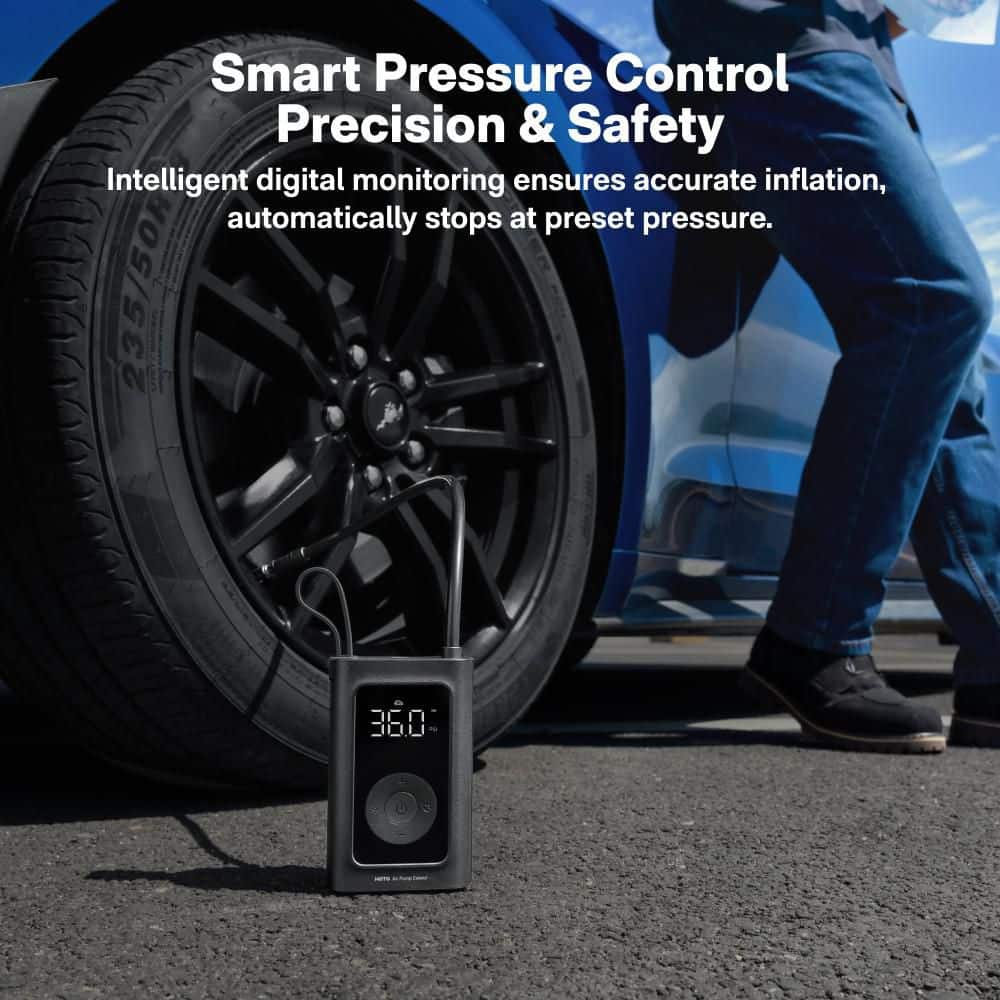 HOTO Air Pump Extend Portable Cordless Electric Tire Inflator with Digital Display for Car Tire Bicycle Motorcycle Ball (3)