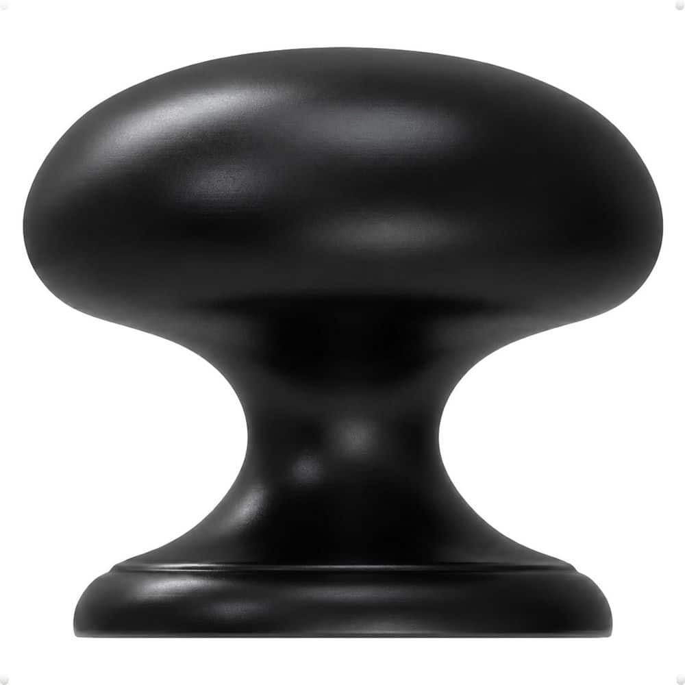 LAIFUCAM 4-Pack 1.5 in. Matte Black Wide Base Zinc Round Knob Modern Style Fingerprint Resistant Dummy Pull for Closet Cabinet