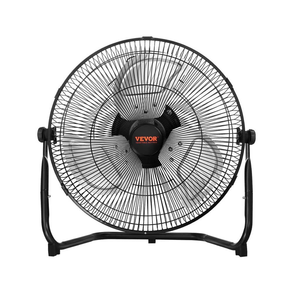 VEVOR 14 in. Floor Fan in Black 3 Speeds High Velocity Heavy Duty Industrial Fan 2560 CFM 360° Adjustable Tilt