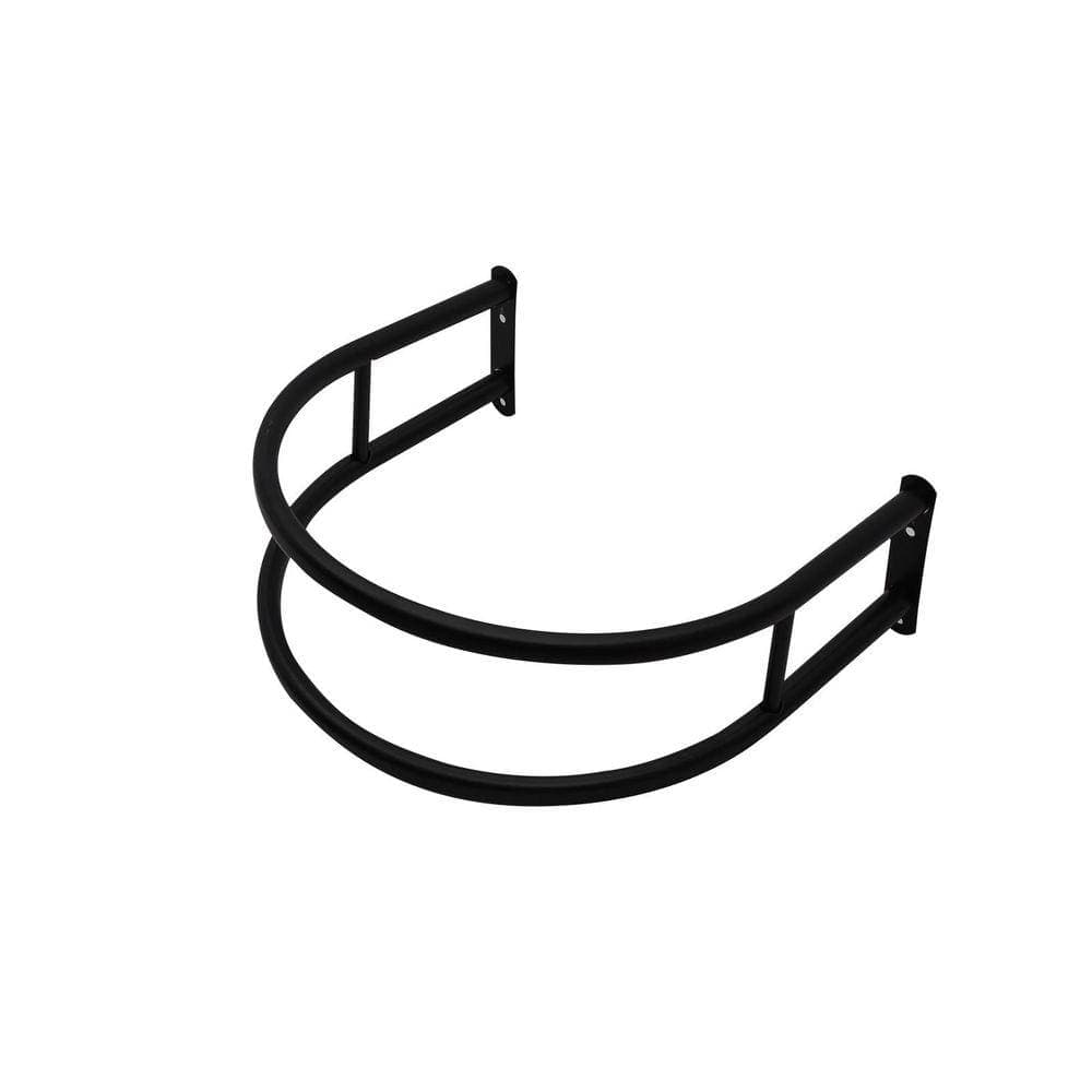TCYO 16 in Ceramic Wall-Mounted Semi-Circular Bathroom Sink in White with Black Towel Bar and Black Faucet (2)