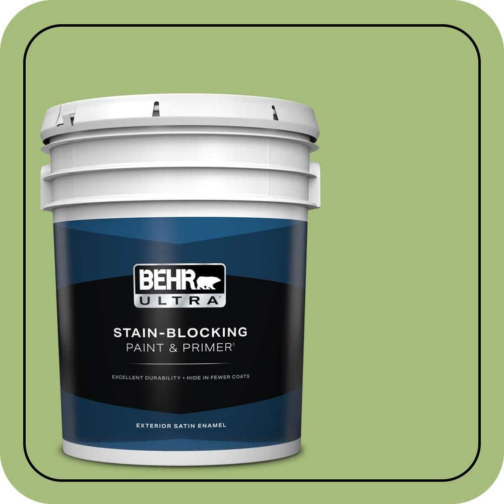 BEHR ULTRA 5 gal. #P370-5 Lazy Caterpillar Satin Enamel Exterior Paint & Primer