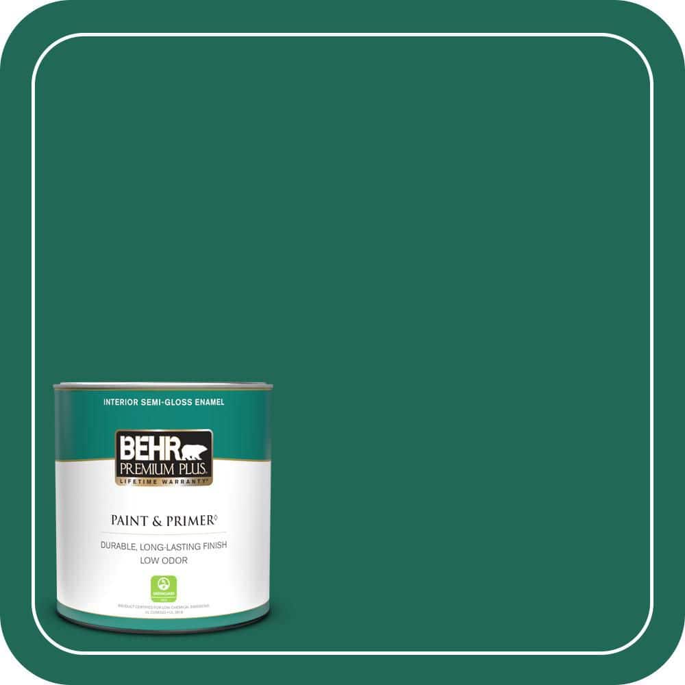 BEHR PREMIUM PLUS 1 qt. #S-H-480 Forest Rain Semi-Gloss Enamel Low Odor Interior Paint & Primer