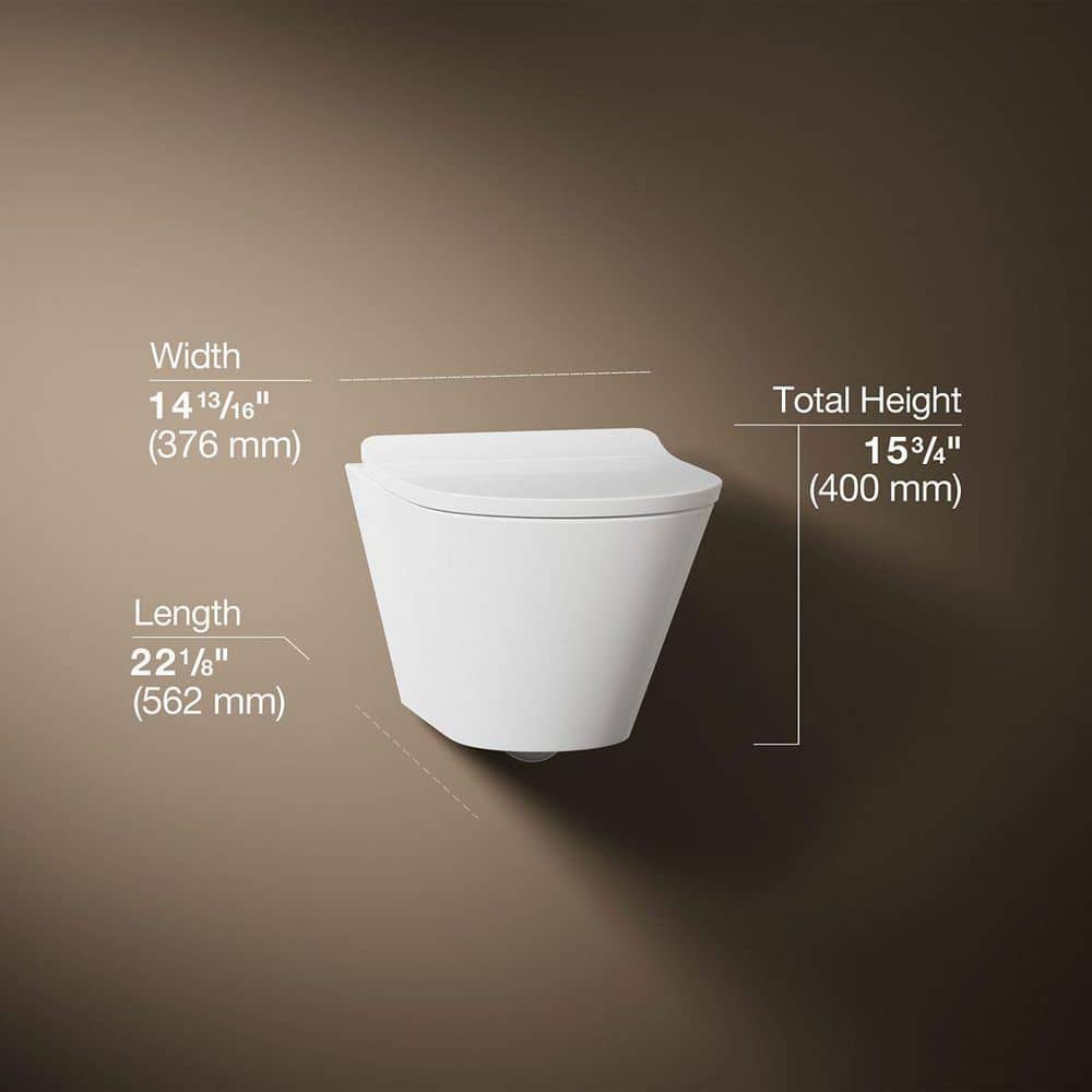 KOHLER Brazn Wall-Mounted 1-piece 0.8/1.6 GPF Dual Flush Round Toilet in White Seat Included (2)