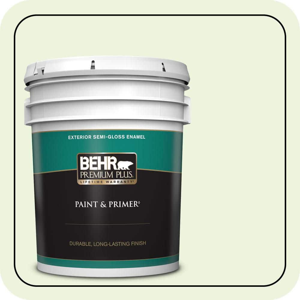 BEHR PREMIUM PLUS 5 gal. #430C-1 White Willow Semi-Gloss Enamel Exterior Paint & Primer