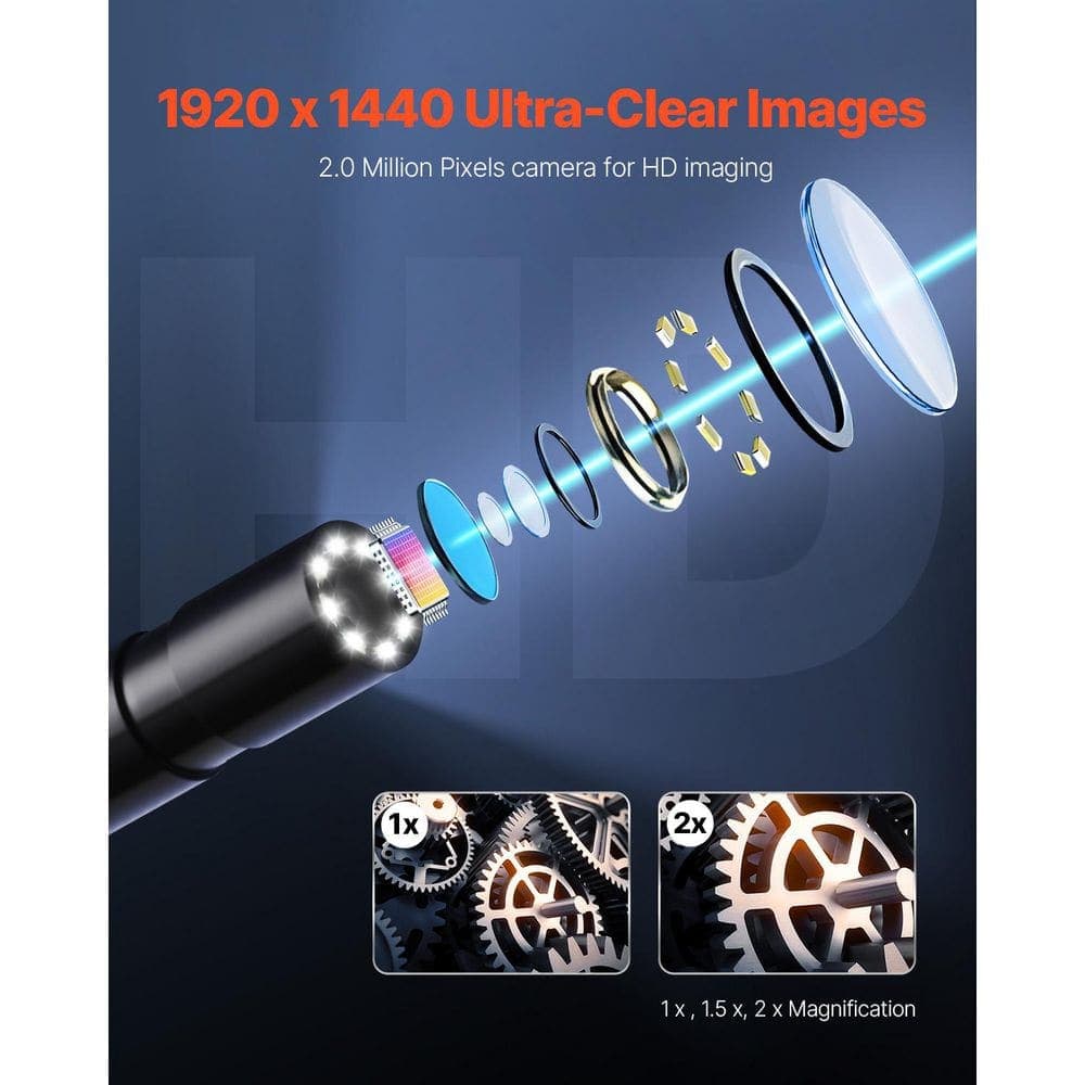 SVOPES 1920P HD Endoscope with 49.2 ft. Semi-Rigid Cable, 8 LEDs, 2X Zoom, IP67 Waterproof. Compatible with Android/iOS (3)