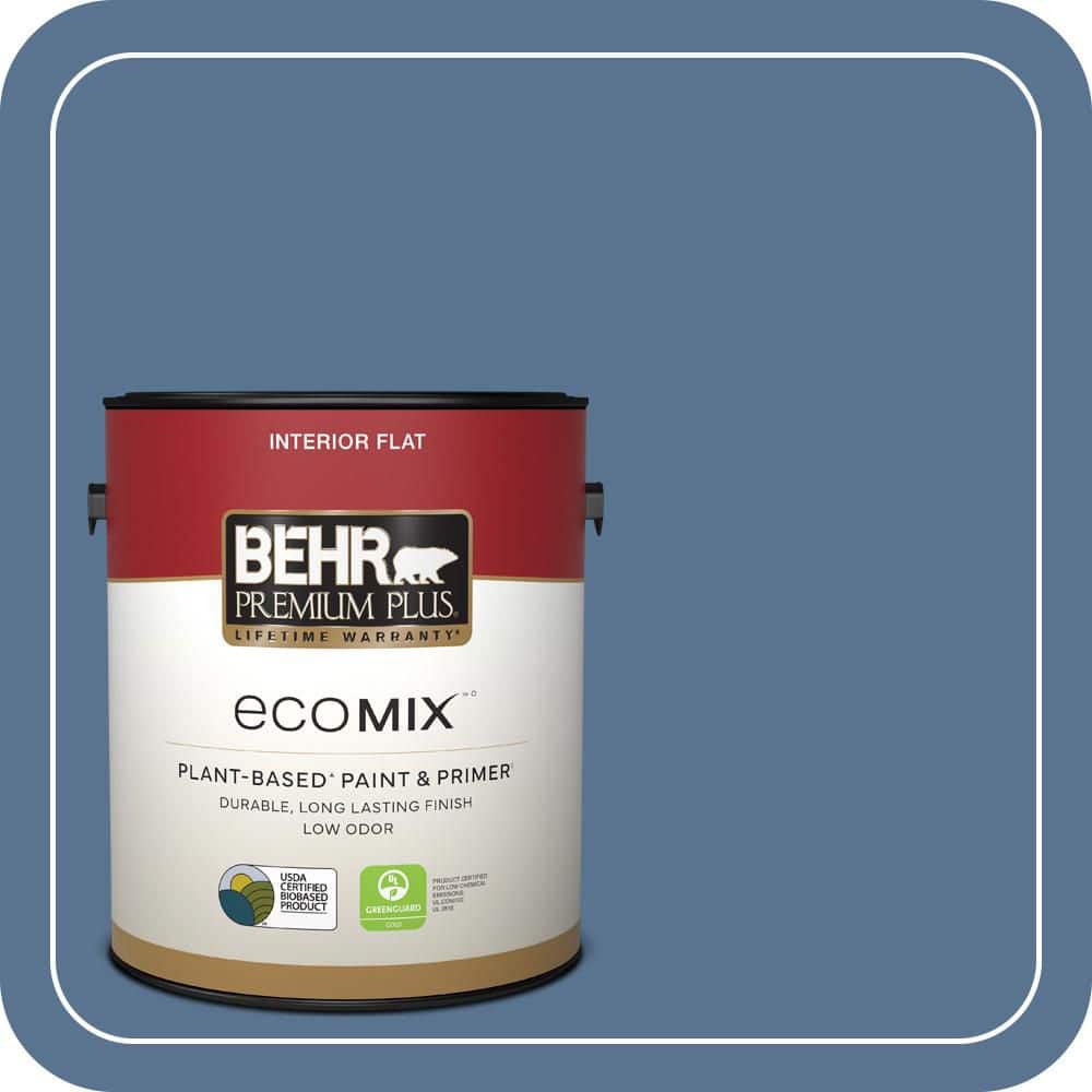 BEHR PREMIUM PLUS 1 gal. #PPU14-18 Laguna Blue Flat EcoMix Plant-Based Interior Paint & Primer (1)