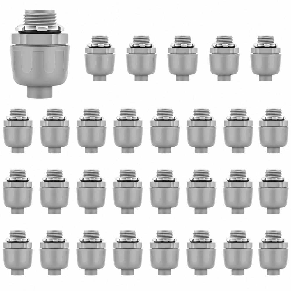 Unbranded 1/2 in. Liquid Tight PVC Conduit Connectors with NPT Thread, Non-Metallic Fittings for Flexible Conduit (1)